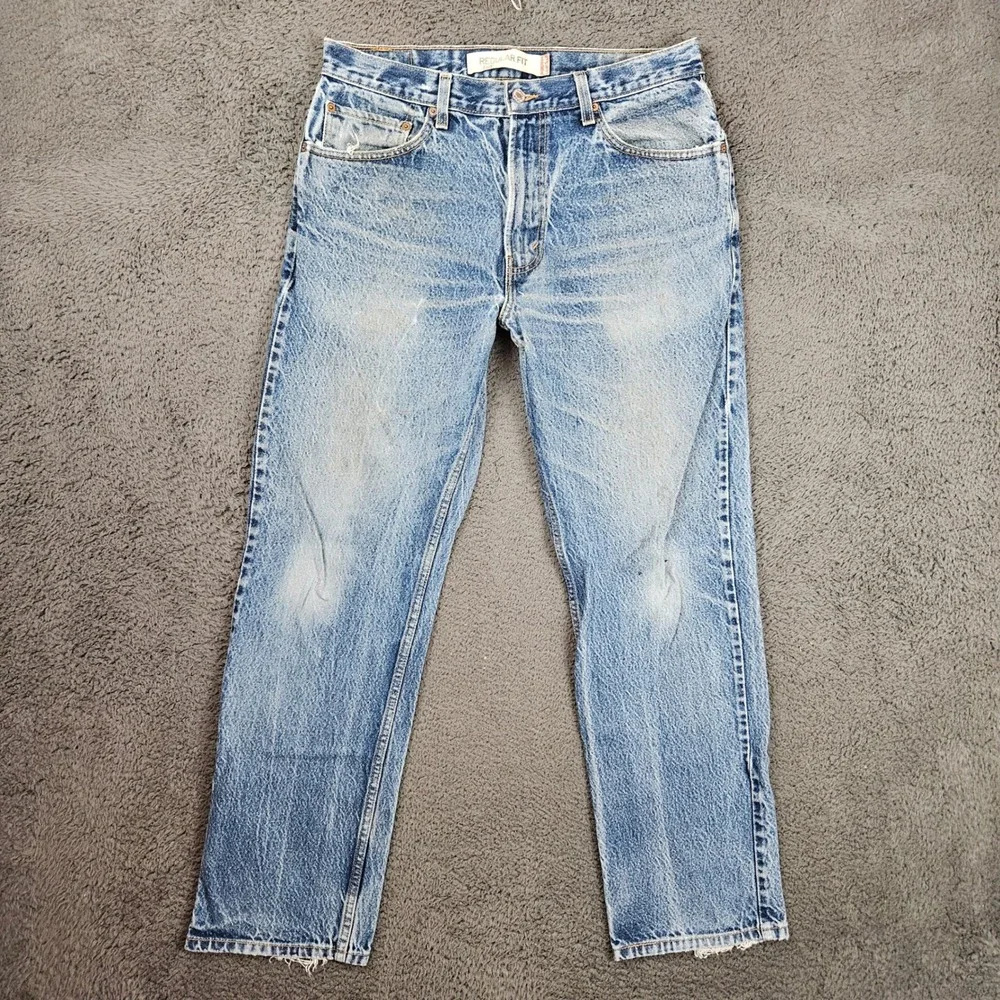Levis 505 Regular Fit Mens Jeans 34x32 Light Wash Blue Straight Leg Denim Mexico